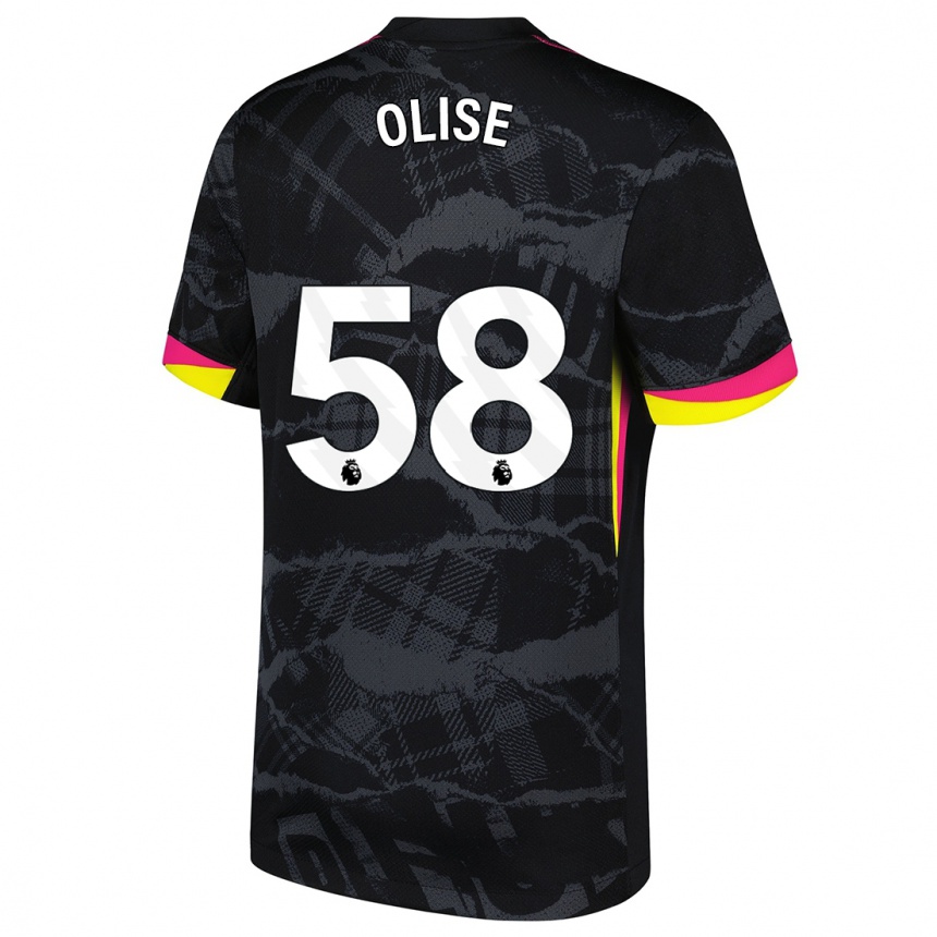 Kids Football Richard Olise #58 Black Pink Third Jersey 2024/25 T-Shirt Australia