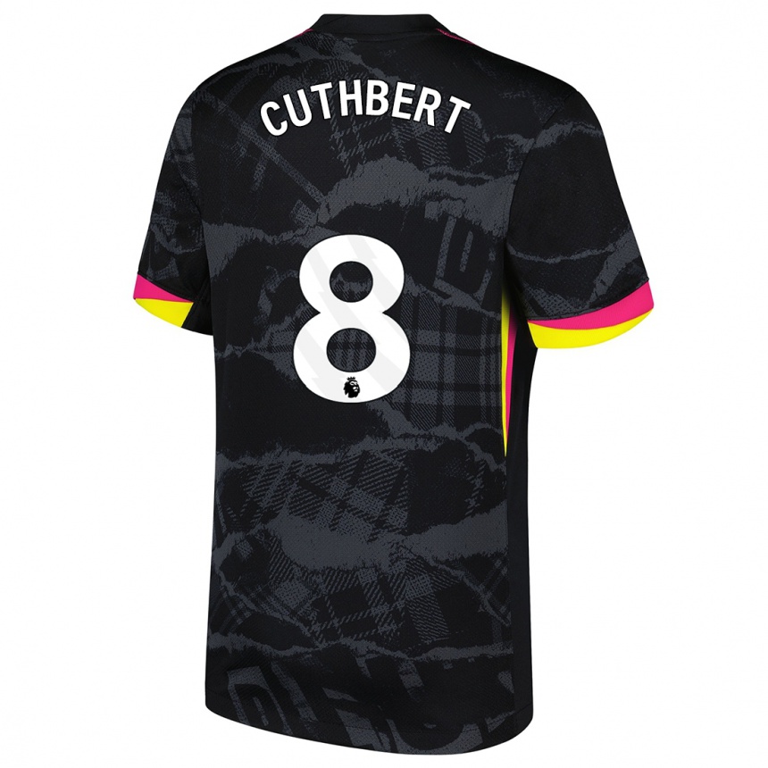 Kids Football Erin Cuthbert #8 Black Pink Third Jersey 2024/25 T-Shirt Australia