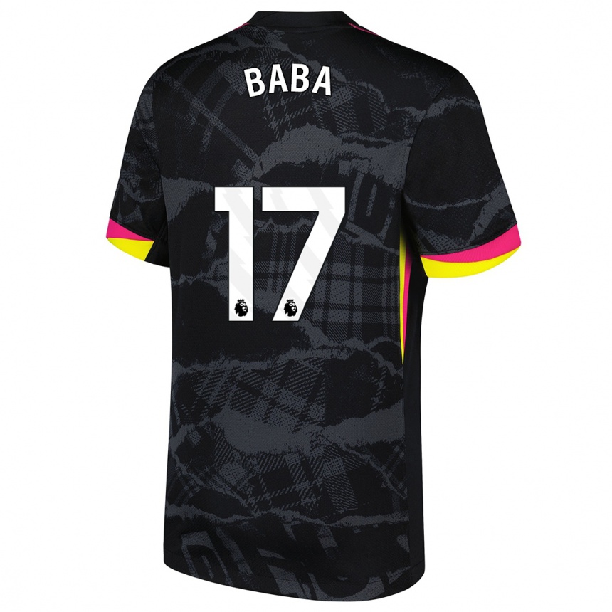 Kids Football Abdul-Rahman Baba #17 Black Pink Third Jersey 2024/25 T-Shirt Australia