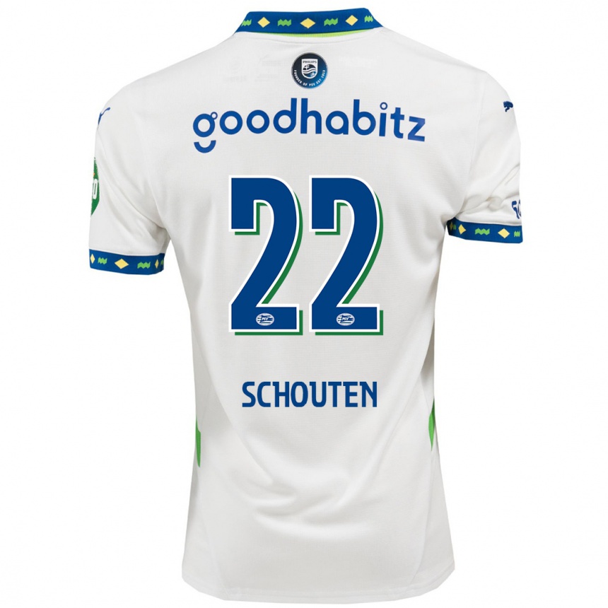 Kids Football Jerdy Schouten #22 White Dark Blue Third Jersey 2024/25 T-Shirt Australia