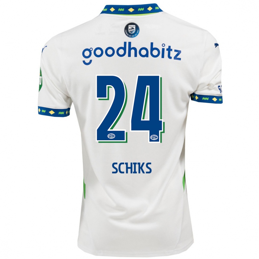 Kids Football Niek Schiks #24 White Dark Blue Third Jersey 2024/25 T-Shirt Australia