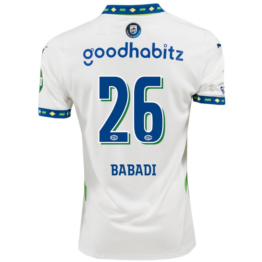 Kids Football Isaac Babadi #26 White Dark Blue Third Jersey 2024/25 T-Shirt Australia