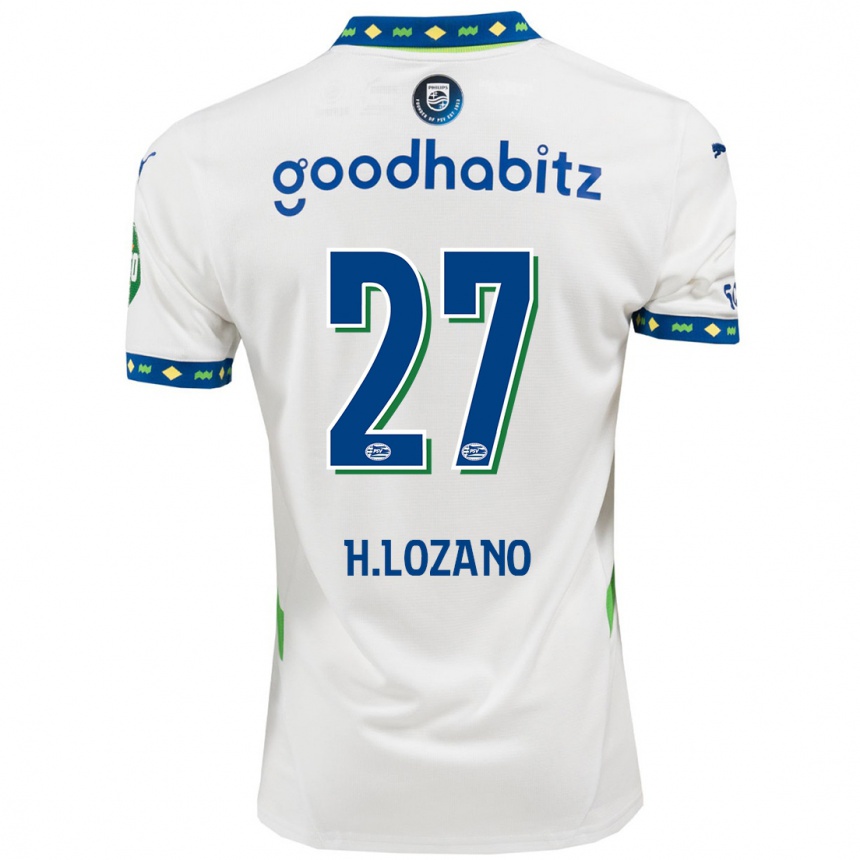 Kids Football Hirving Lozano #27 White Dark Blue Third Jersey 2024/25 T-Shirt Australia