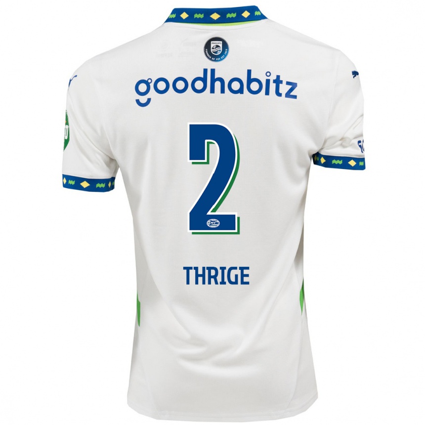 Kids Football Sara Thrige #2 White Dark Blue Third Jersey 2024/25 T-Shirt Australia