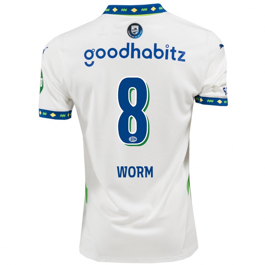 Kids Football Siri Worm #8 White Dark Blue Third Jersey 2024/25 T-Shirt Australia