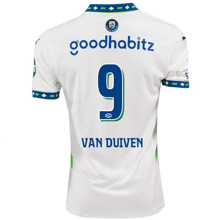 Kids Football Jason Van Duiven #9 White Dark Blue Third Jersey 2024/25 T-Shirt Australia