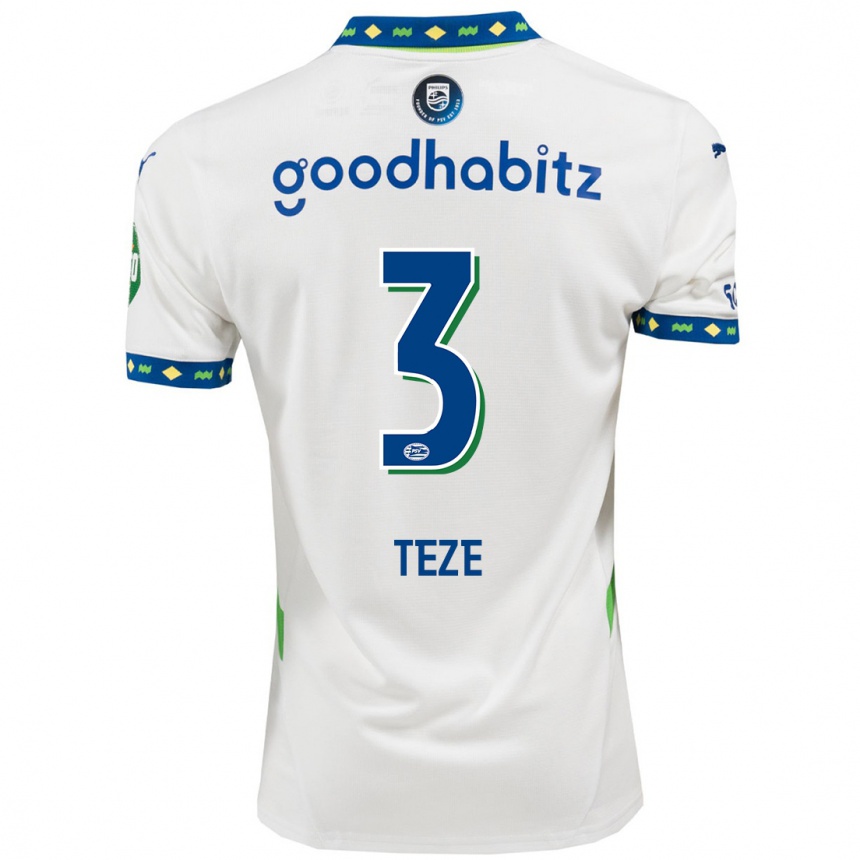 Kids Football Jordan Teze #3 White Dark Blue Third Jersey 2024/25 T-Shirt Australia