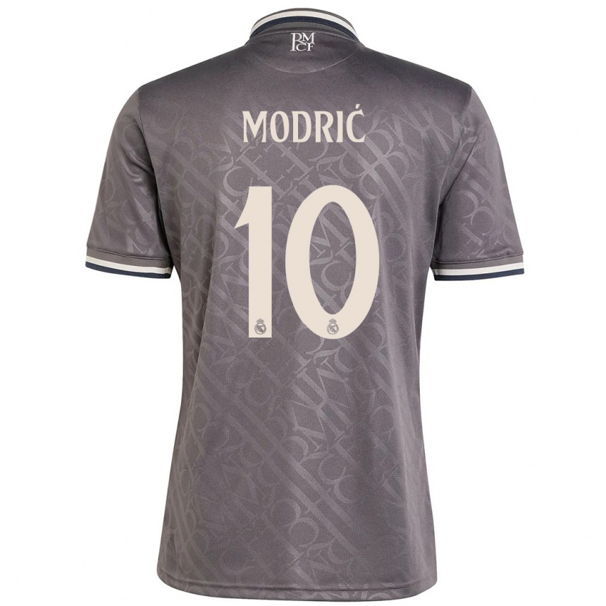 Kids Football Luka Modric #10 Charcoal Third Jersey 2024/25 T-Shirt Australia