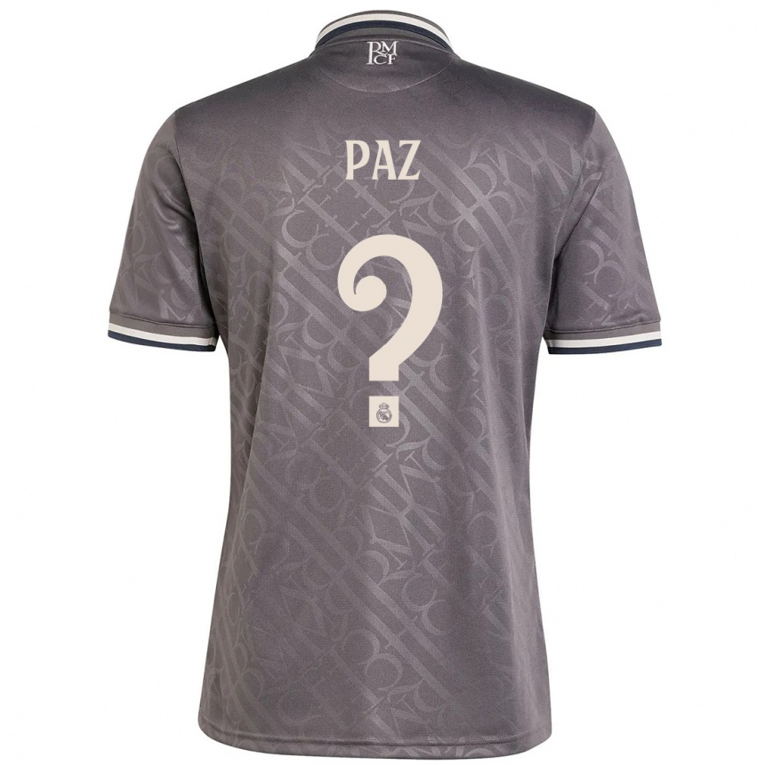 Kids Football Nico Paz #0 Charcoal Third Jersey 2024/25 T-Shirt Australia