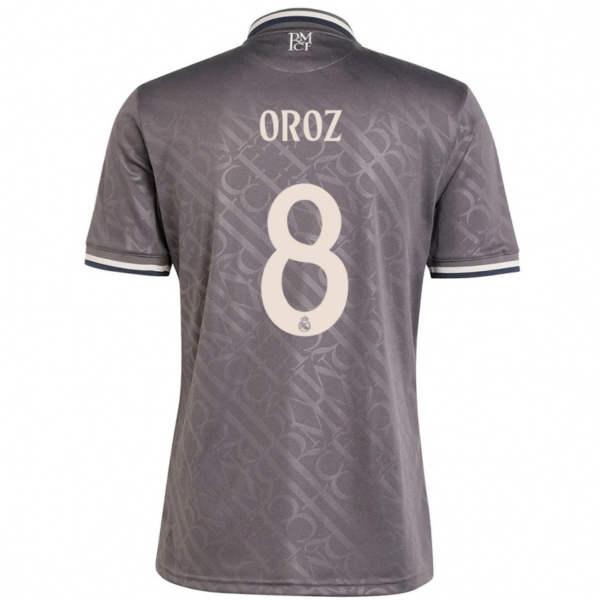 Kids Football Maite Oroz #8 Charcoal Third Jersey 2024/25 T-Shirt Australia