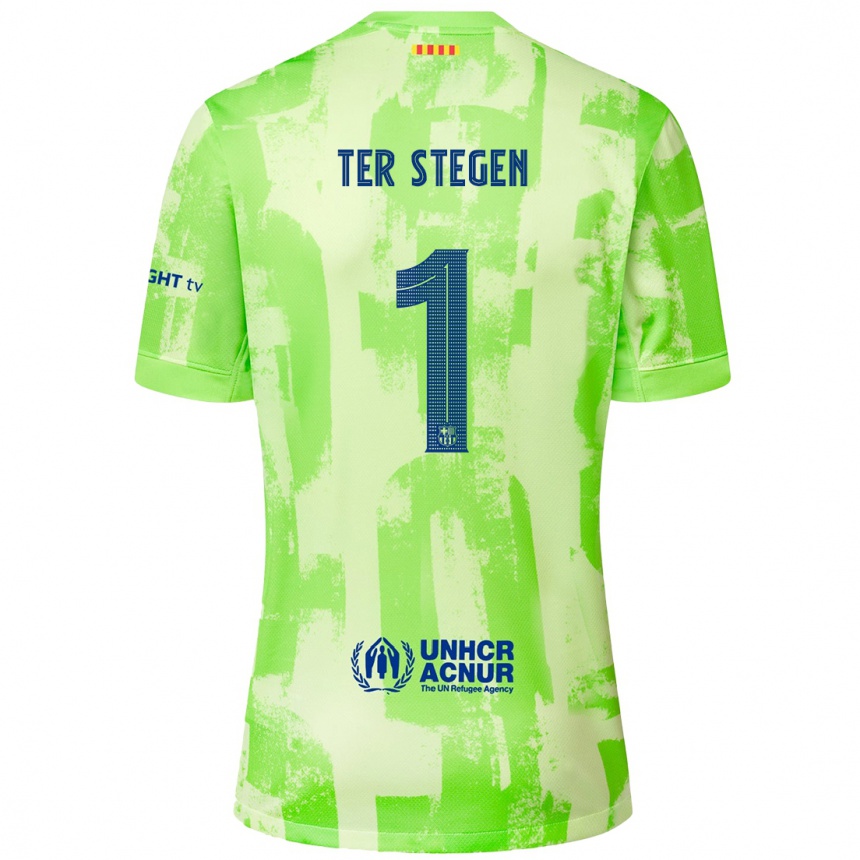 Kids Football Marc-Andre Ter Stegen #1 Lime Third Jersey 2024/25 T-Shirt Australia