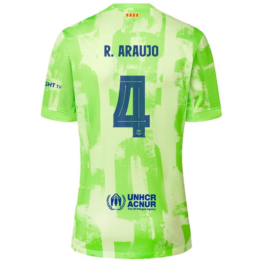 Kids Football Ronald Araujo #4 Lime Third Jersey 2024/25 T-Shirt Australia