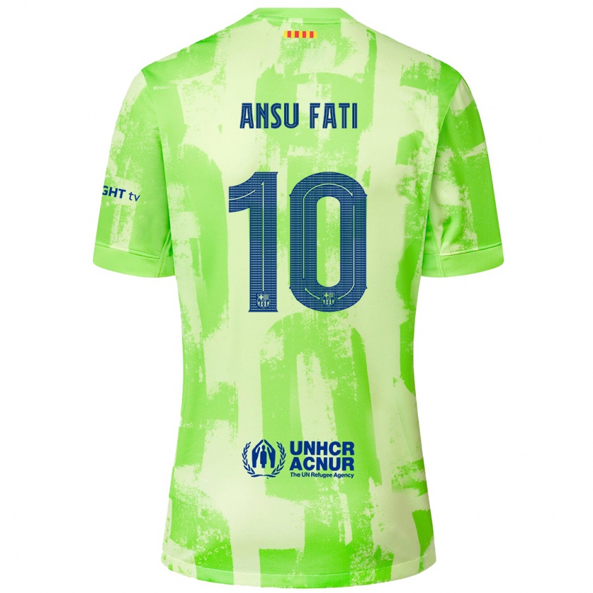 Kids Football Ansu Fati #10 Lime Third Jersey 2024/25 T-Shirt Australia