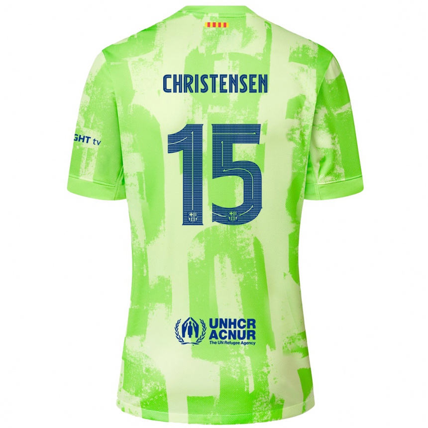 Kids Football Andreas Christensen #15 Lime Third Jersey 2024/25 T-Shirt Australia