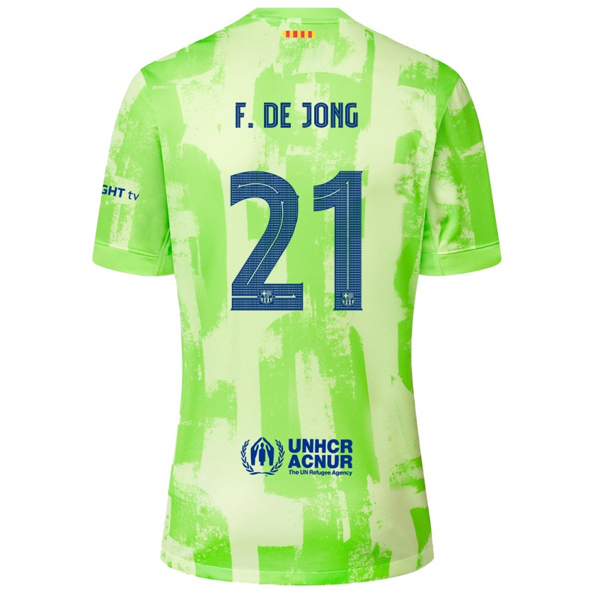 Kids Football Frenkie De Jong #21 Lime Third Jersey 2024/25 T-Shirt Australia