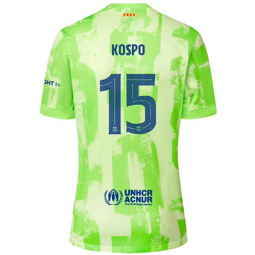 Kids Football Eman Kospo #15 Lime Third Jersey 2024/25 T-Shirt Australia