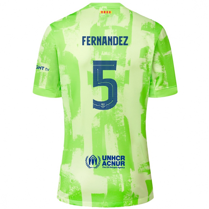 Kids Football Jana Fernández #5 Lime Third Jersey 2024/25 T-Shirt Australia