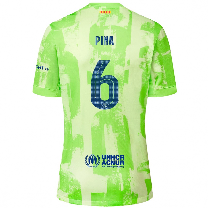 Kids Football Claudia Pina #6 Lime Third Jersey 2024/25 T-Shirt Australia