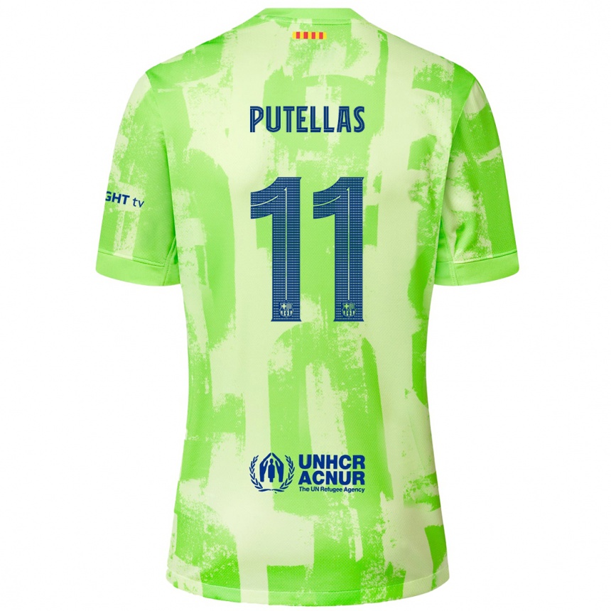 Kids Football Alexia Putellas #11 Lime Third Jersey 2024/25 T-Shirt Australia