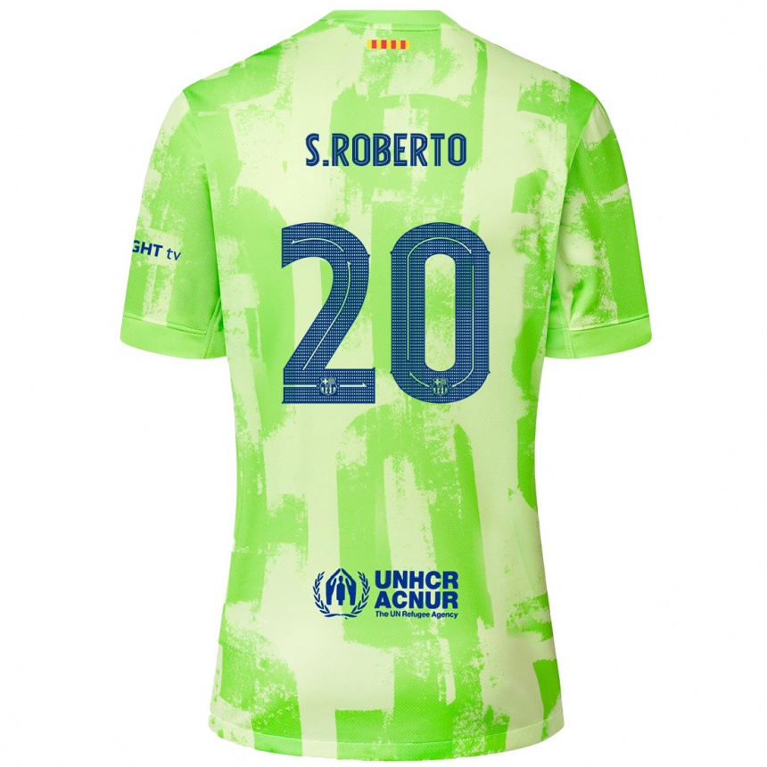 Kids Football Sergi Roberto #20 Lime Third Jersey 2024/25 T-Shirt Australia