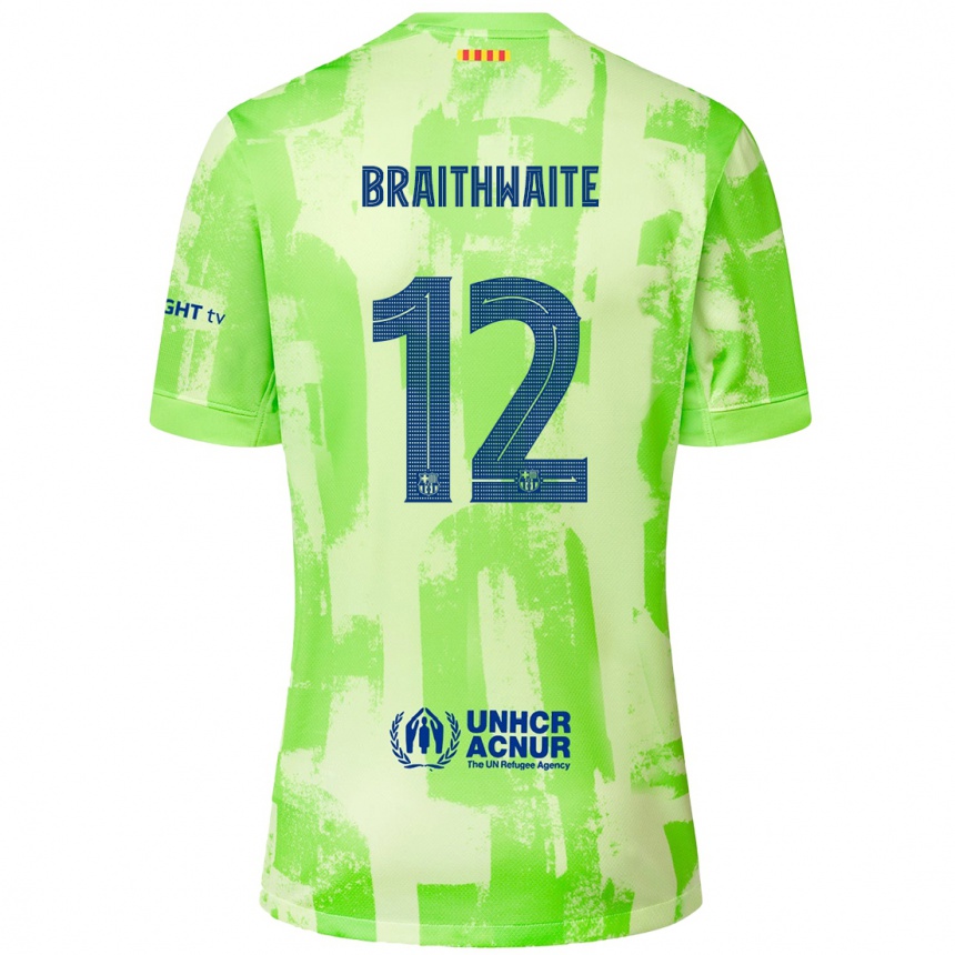 Kids Football Martin Braithwaite #12 Lime Third Jersey 2024/25 T-Shirt Australia