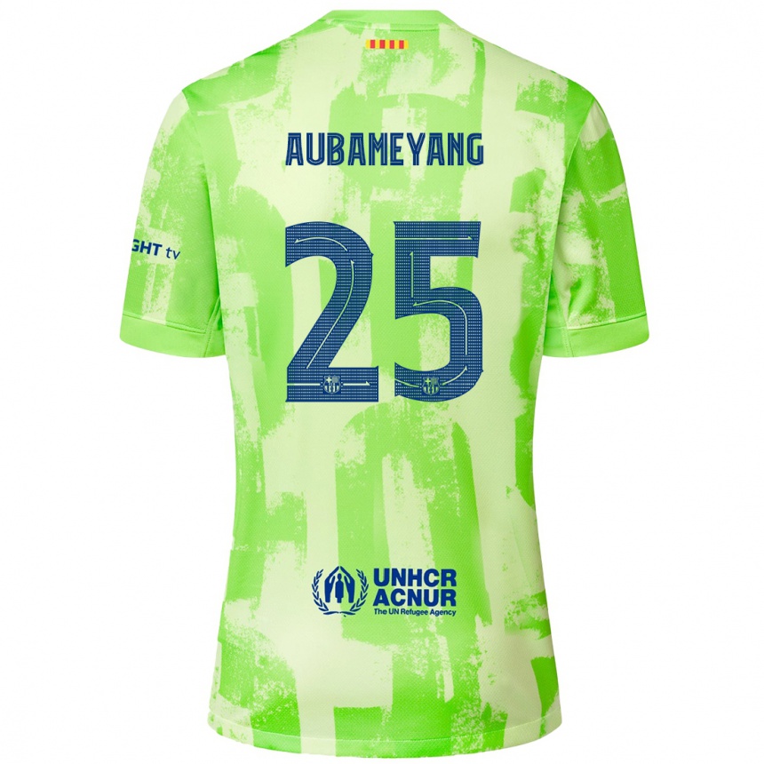 Kids Football Pierre Emerick Aubameyang #25 Lime Third Jersey 2024/25 T-Shirt Australia