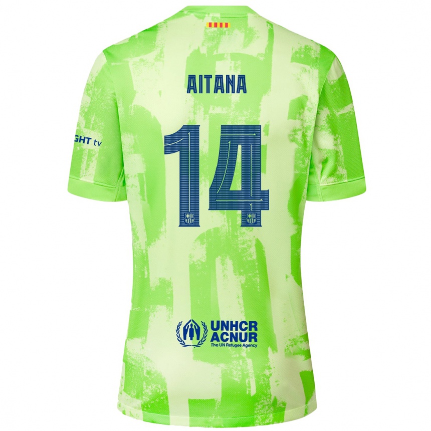 Kids Football Aitana Bonmati #14 Lime Third Jersey 2024/25 T-Shirt Australia