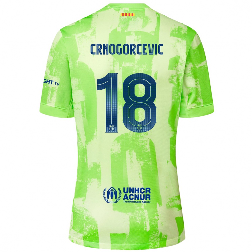 Kids Football Ana-Maria Crnogorcevic #18 Lime Third Jersey 2024/25 T-Shirt Australia