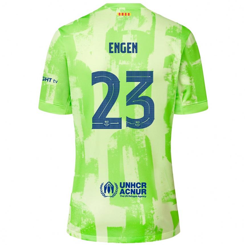 Kids Football Ingrid Engen #23 Lime Third Jersey 2024/25 T-Shirt Australia