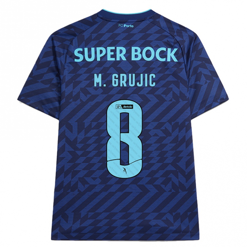 Kids Football Marko Grujic #8 Navy Blue Third Jersey 2024/25 T-Shirt Australia