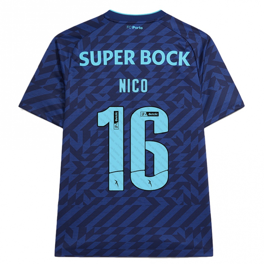 Kids Football Nico González #16 Navy Blue Third Jersey 2024/25 T-Shirt Australia