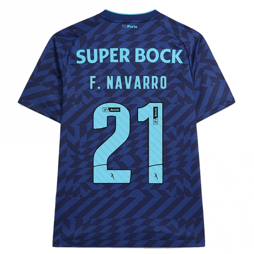 Kids Football Fran Navarro #21 Navy Blue Third Jersey 2024/25 T-Shirt Australia