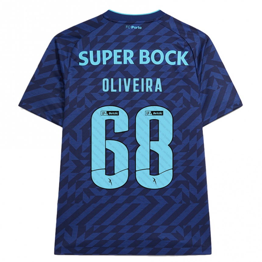 Kids Football André Oliveira #68 Navy Blue Third Jersey 2024/25 T-Shirt Australia