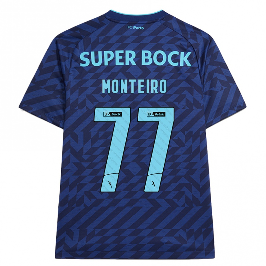 Kids Football Rui Monteiro #77 Navy Blue Third Jersey 2024/25 T-Shirt Australia