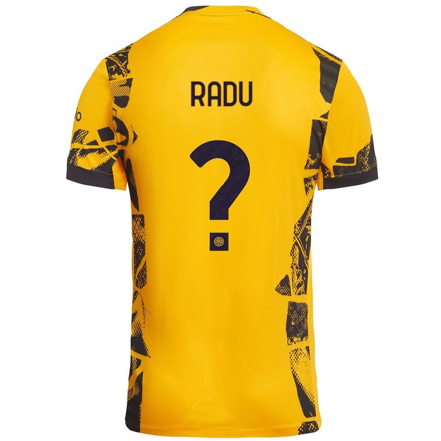 Kids Football Andrei Radu #0 Gold Black Third Jersey 2024/25 T-Shirt Australia