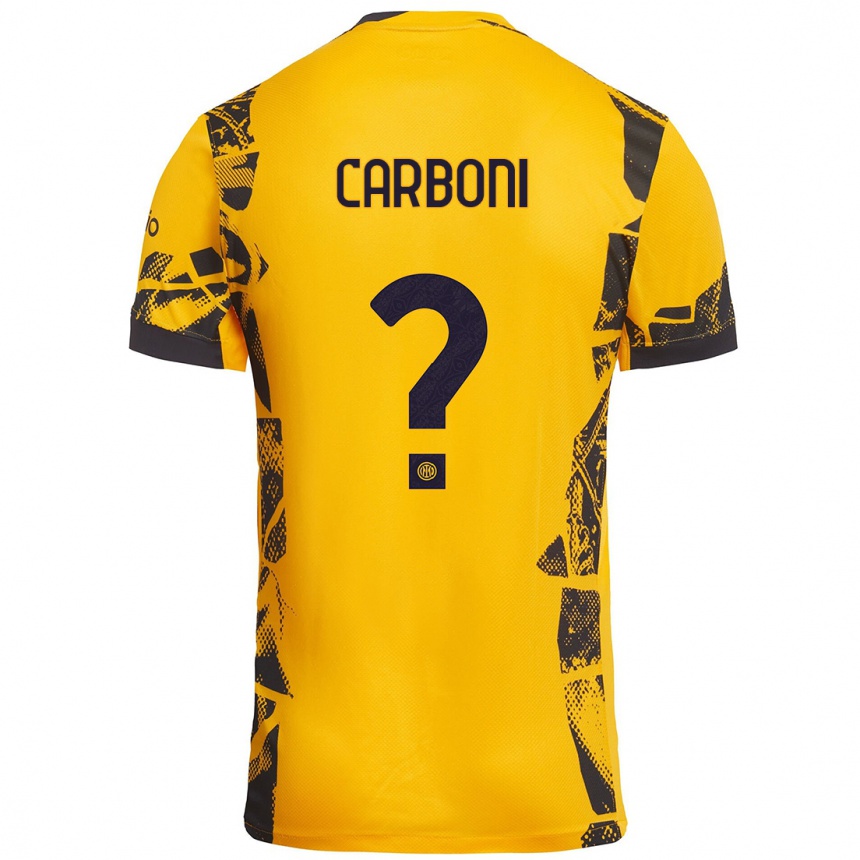 Kids Football Franco Carboni #0 Gold Black Third Jersey 2024/25 T-Shirt Australia