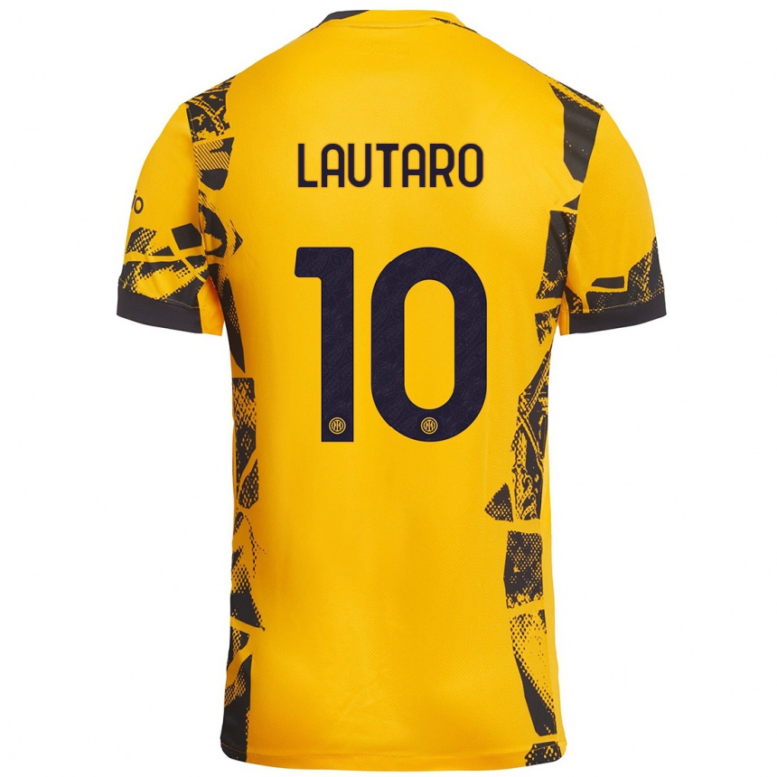 Kids Football Lautaro Martínez #10 Gold Black Third Jersey 2024/25 T-Shirt Australia