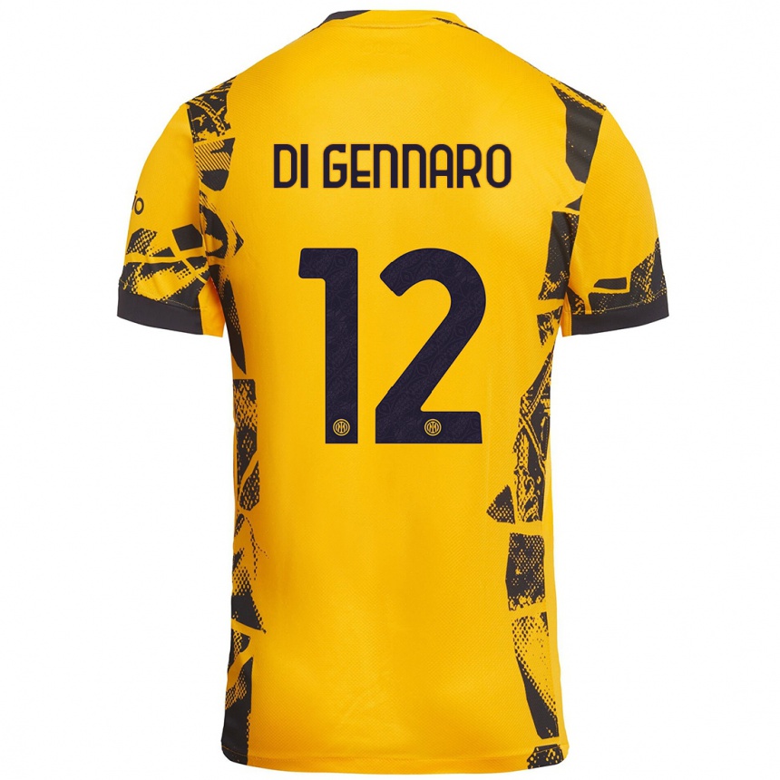 Kids Football Raffaele Di Gennaro #12 Gold Black Third Jersey 2024/25 T-Shirt Australia