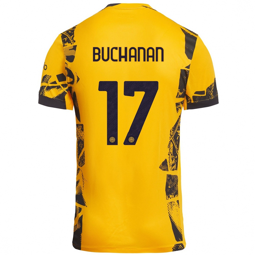 Kids Football Tajon Buchanan #17 Gold Black Third Jersey 2024/25 T-Shirt Australia