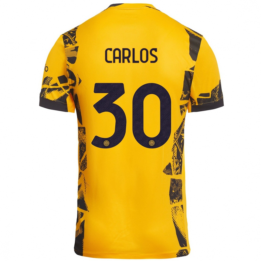 Kids Football Carlos Augusto #30 Gold Black Third Jersey 2024/25 T-Shirt Australia