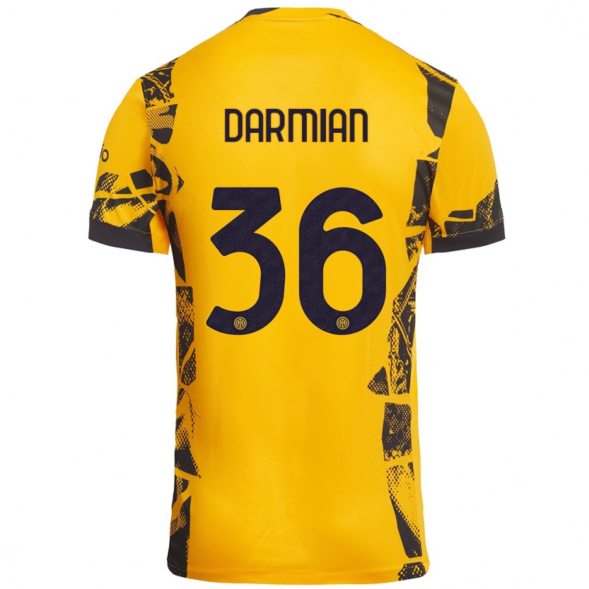 Kids Football Matteo Darmian #36 Gold Black Third Jersey 2024/25 T-Shirt Australia