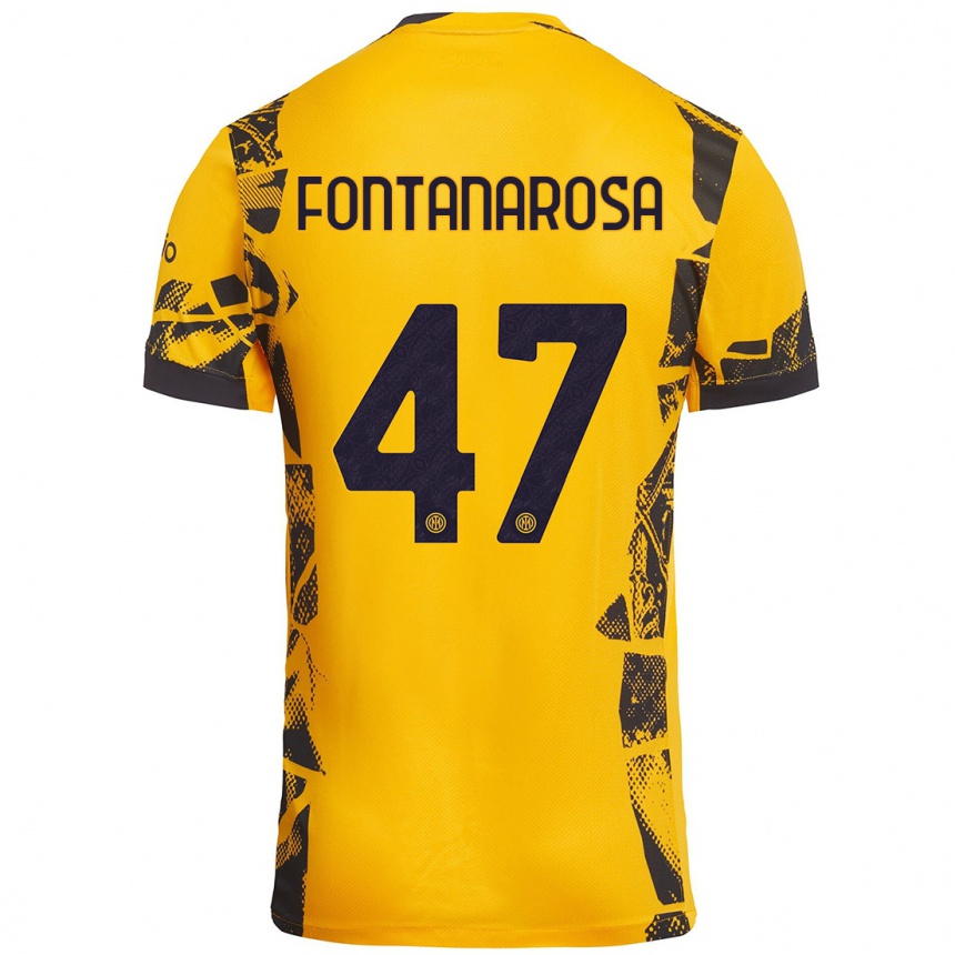 Kids Football Alessandro Fontanarosa #47 Gold Black Third Jersey 2024/25 T-Shirt Australia