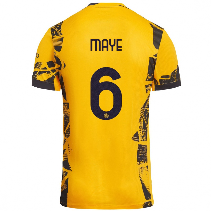 Kids Football Yvan Maye #6 Gold Black Third Jersey 2024/25 T-Shirt Australia