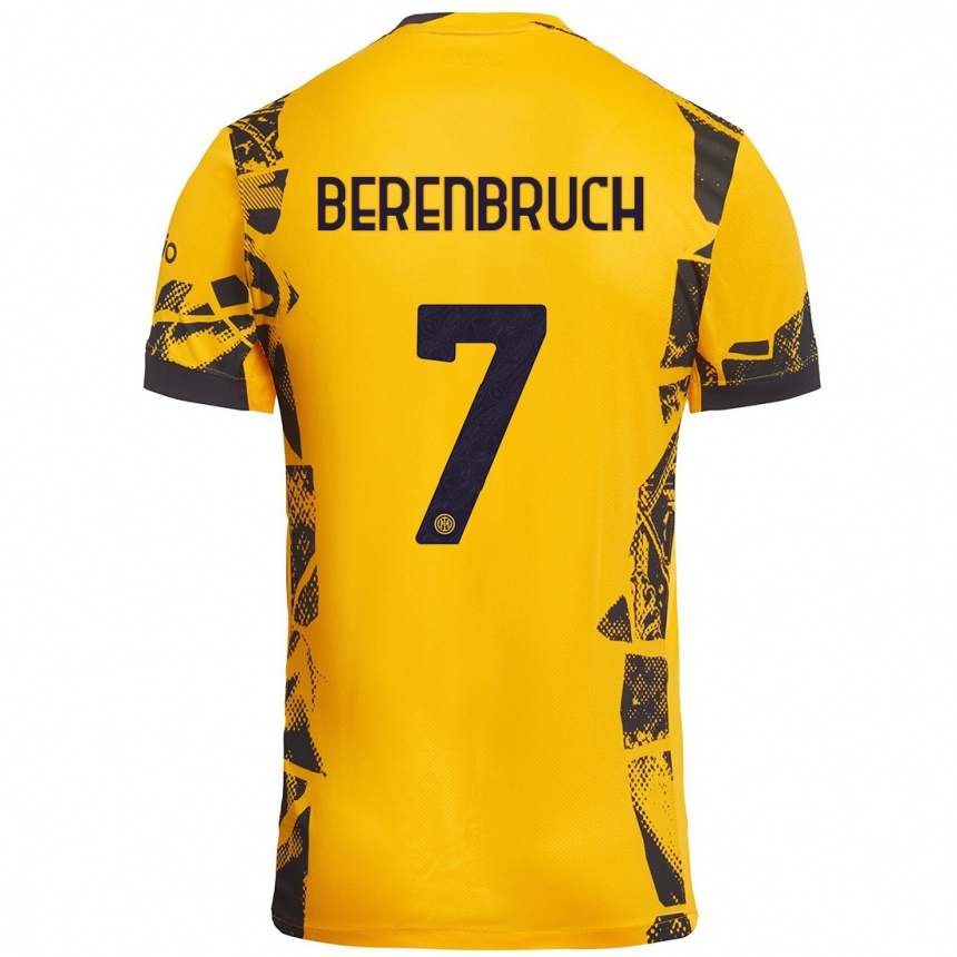 Kids Football Thomas Berenbruch #7 Gold Black Third Jersey 2024/25 T-Shirt Australia