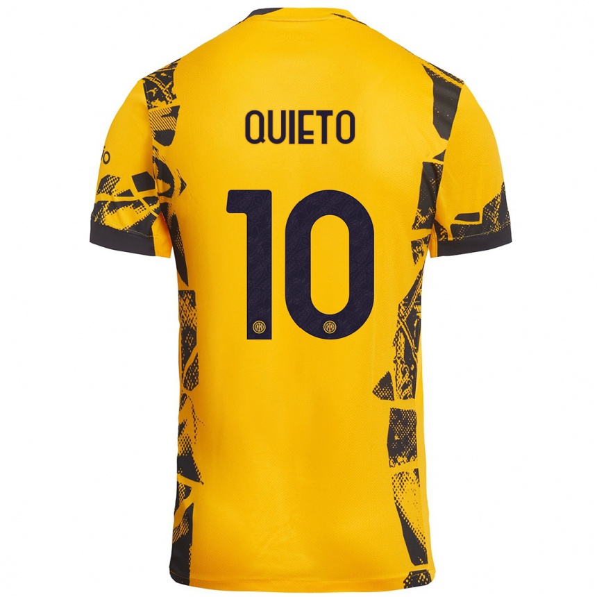 Kids Football Daniele Quieto #10 Gold Black Third Jersey 2024/25 T-Shirt Australia