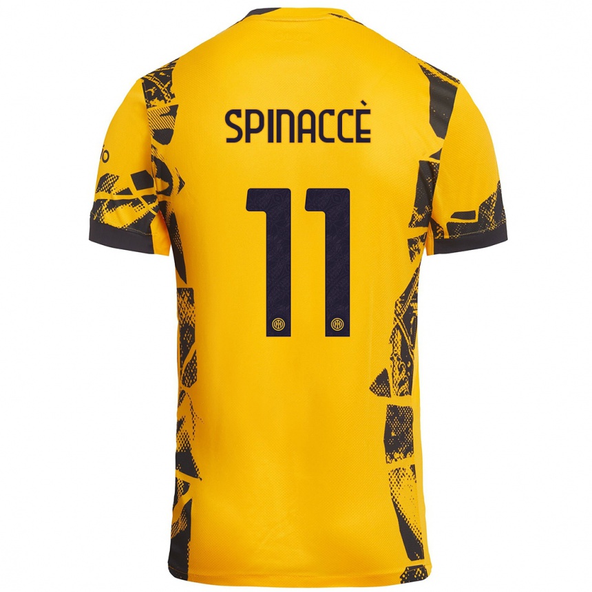 Kids Football Matteo Spinaccè #11 Gold Black Third Jersey 2024/25 T-Shirt Australia