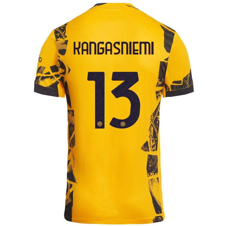 Kids Football Ilari Kangasniemi #13 Gold Black Third Jersey 2024/25 T-Shirt Australia