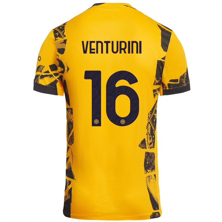 Kids Football Matteo Venturini #16 Gold Black Third Jersey 2024/25 T-Shirt Australia