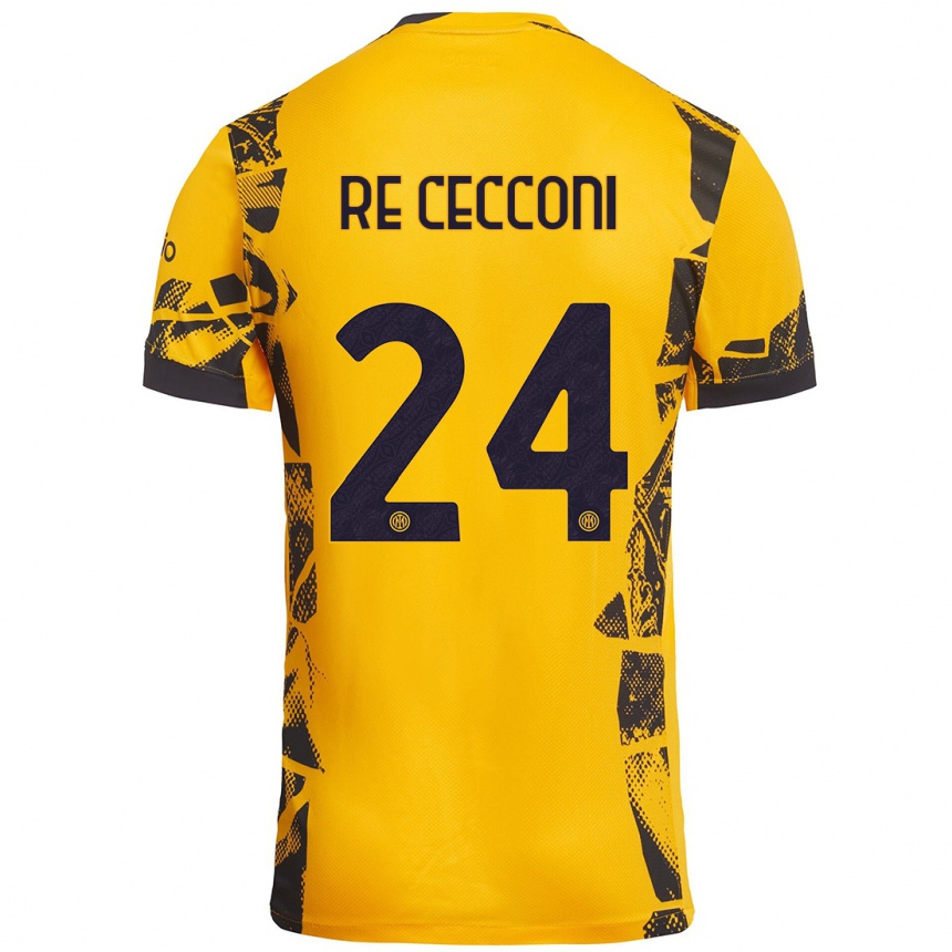 Kids Football Gabriele Re Cecconi #24 Gold Black Third Jersey 2024/25 T-Shirt Australia