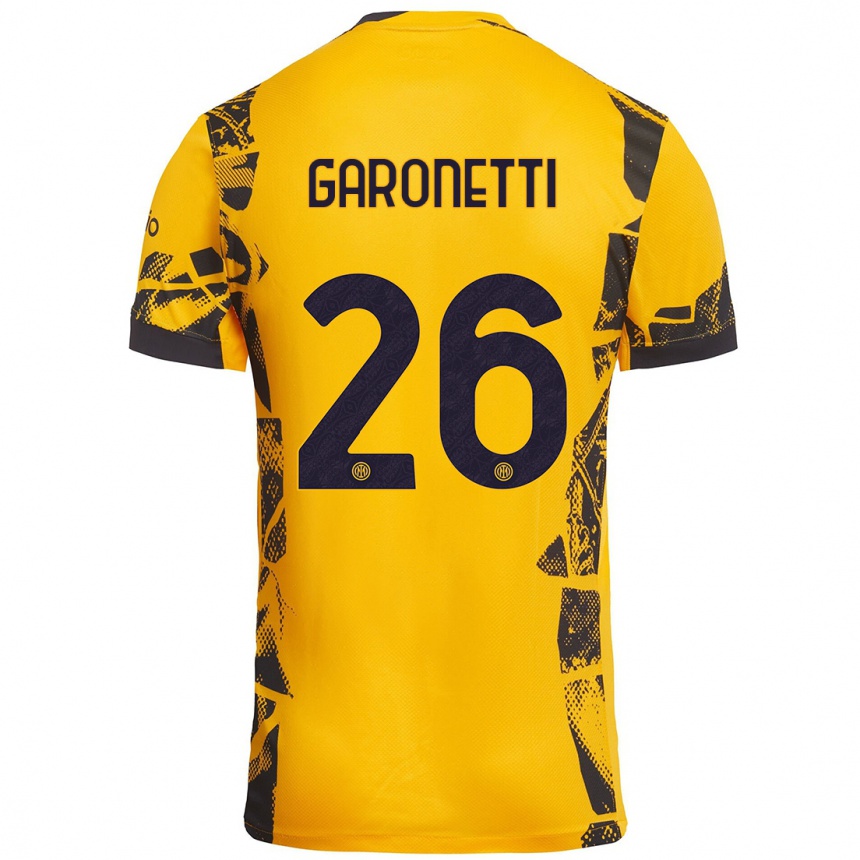 Kids Football Gabriele Garonetti #26 Gold Black Third Jersey 2024/25 T-Shirt Australia